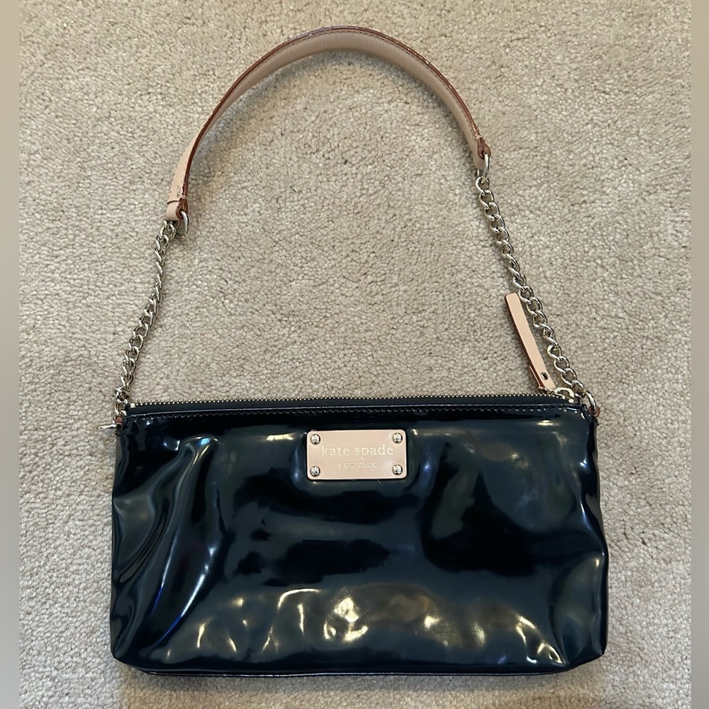 Kate Spade black patent leather shoulder bag